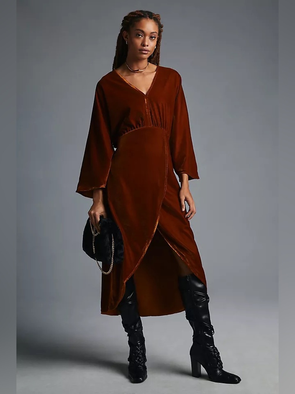NWT Anthropologie Let Me Be  Asymmetrical Velvet Dress